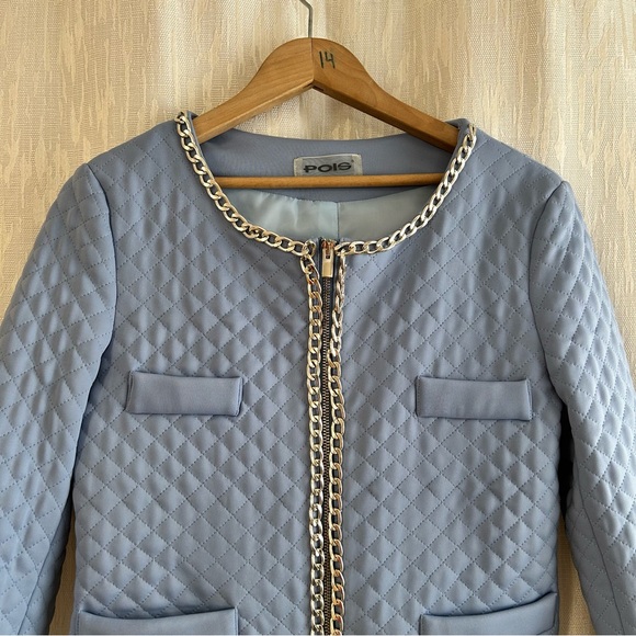 Light Blue croped Quilted Jacket by Poise, made in Italy - Picture 8 of 9